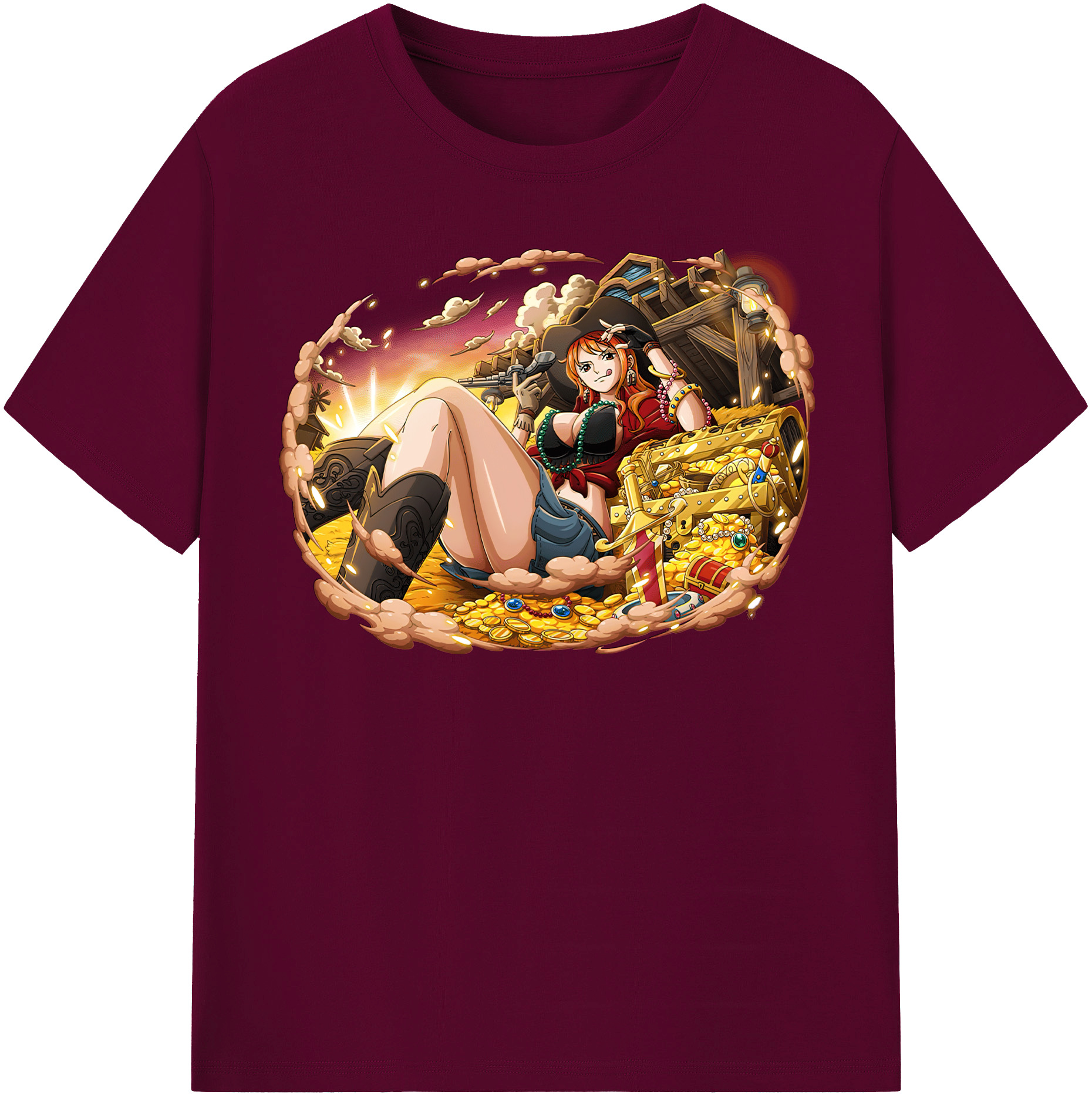 （画像用） ワンピース ナミ ONE PIECE Nami レディースカジュアルプリントTシャツ（綿100％）